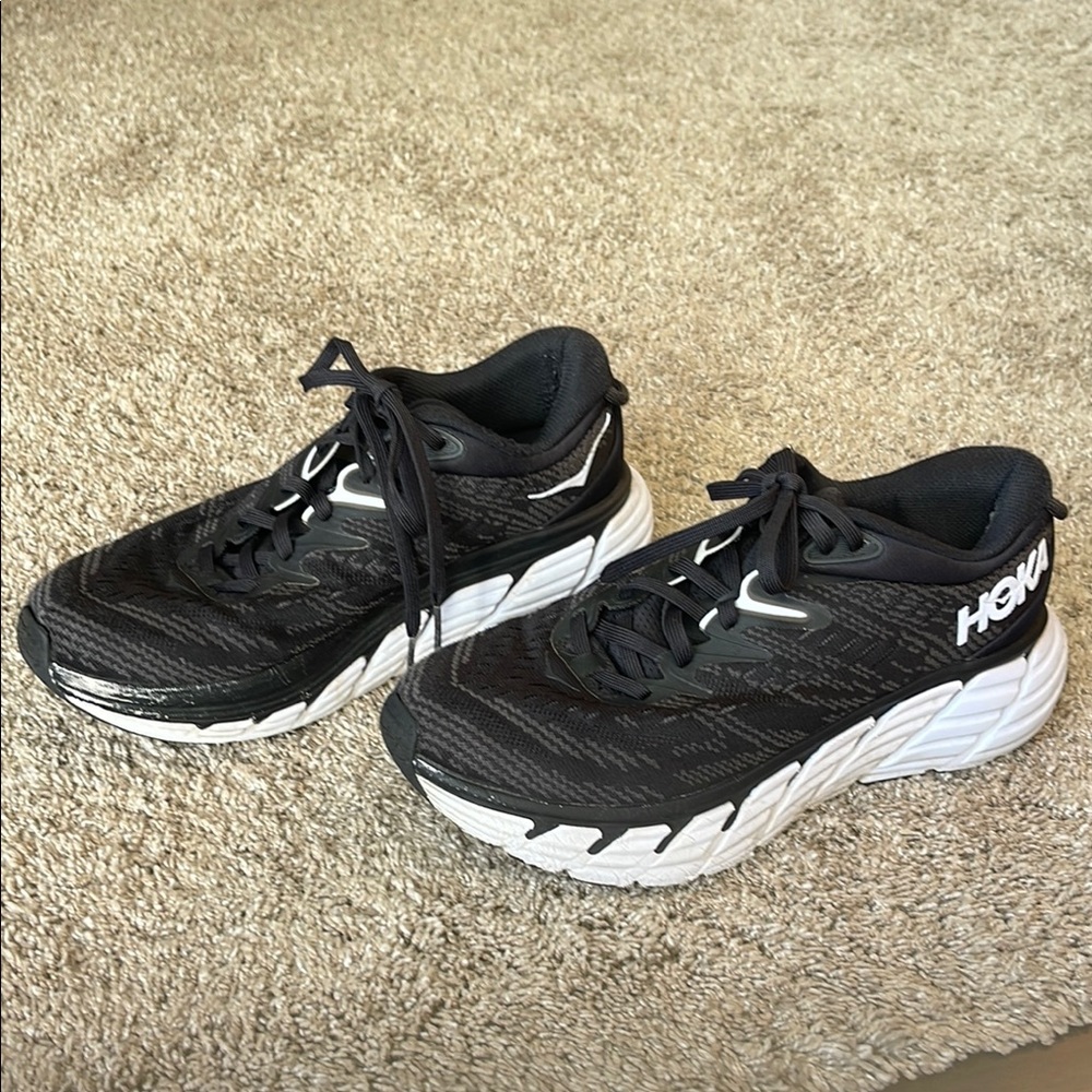 Hoka Black and White Athletic Sneakers